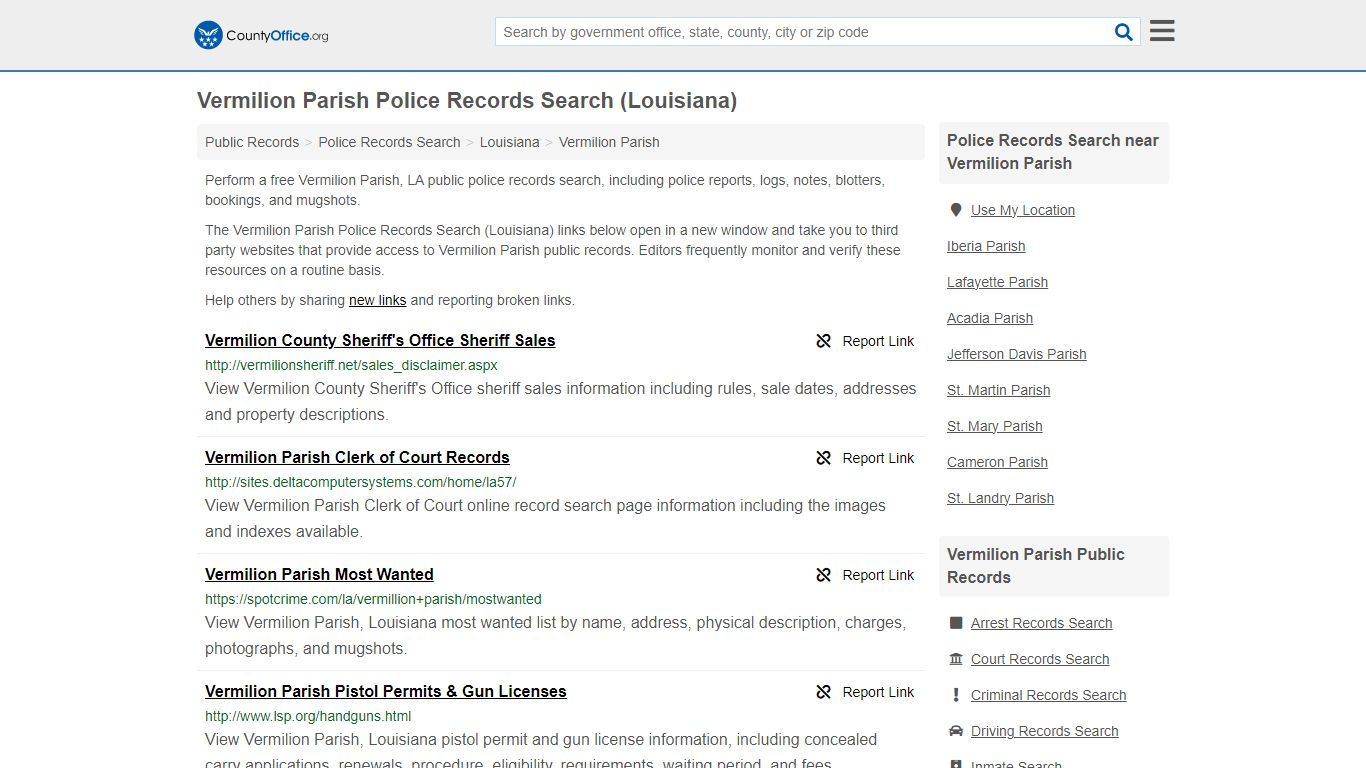 Police Records Search - Vermilion Parish, LA (Accidents & Arrest Records)